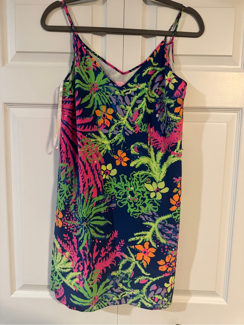 Lilly Pulitzer Navy Tropical Slip Dress with Pink & Green Floral
